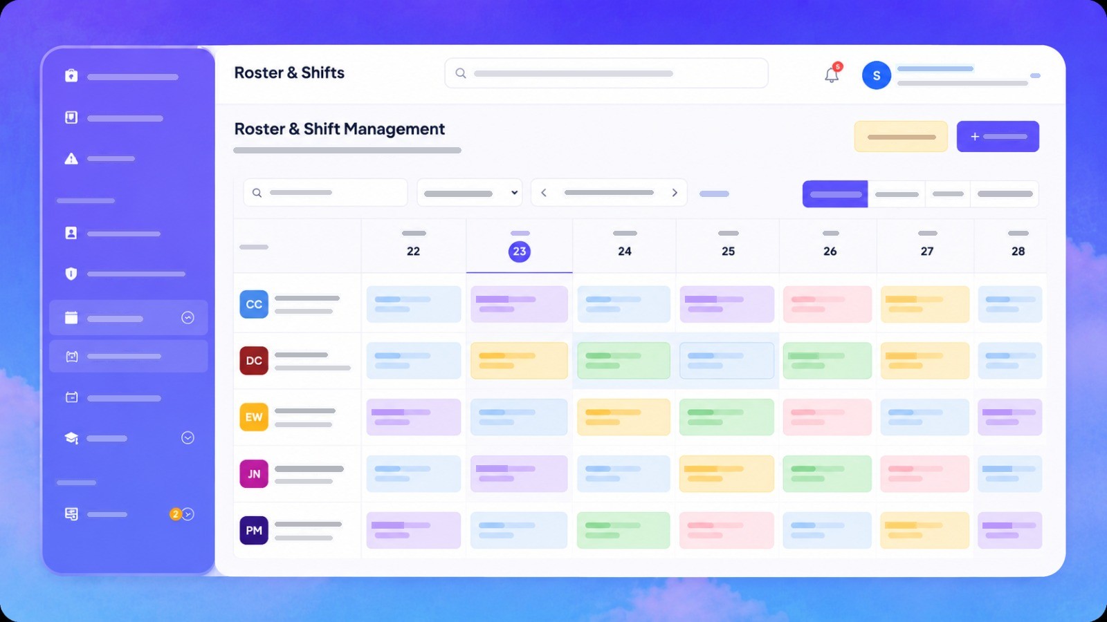 Roster and shift management timeline